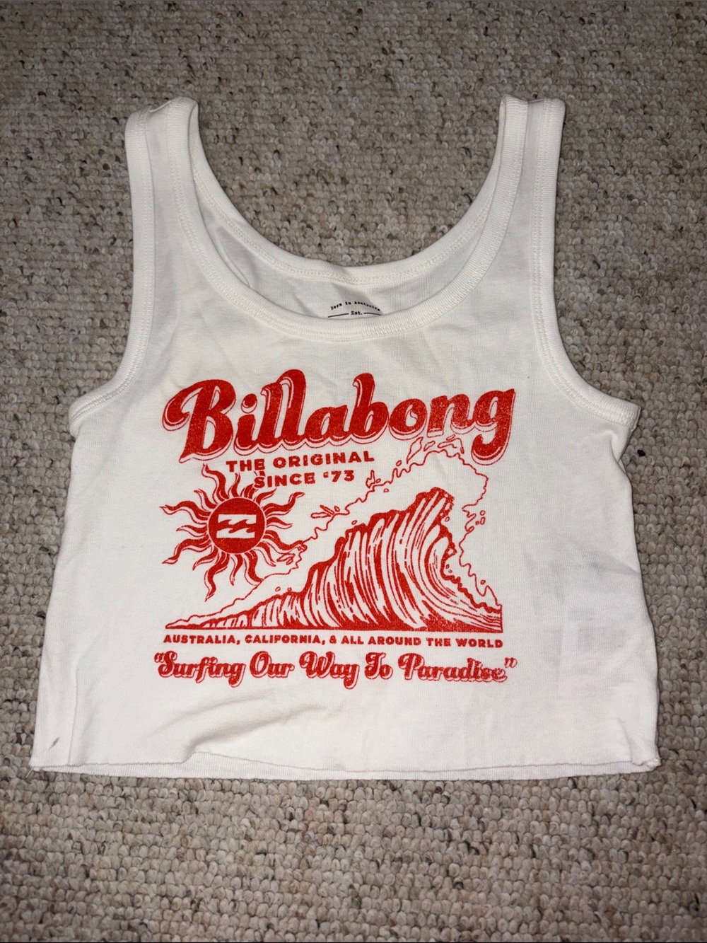 Billabong White & Red Surf Graphic Tank